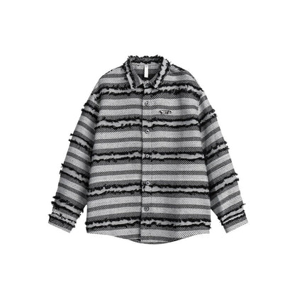 Unisex Shirt Vintage Striped Long Sleeve Shirt