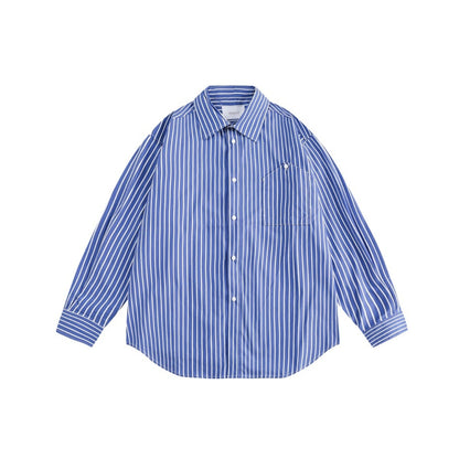 Unisex Shirt Cityboy Striped Loose Casual Long Sleeves Shirt