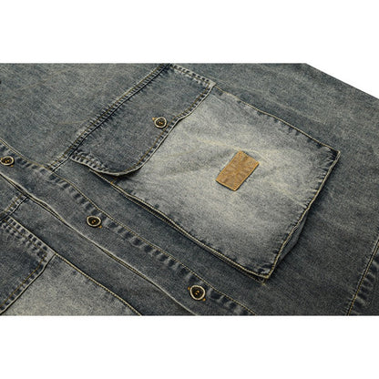 Unisex Shirt Heavy Retro Three-Dimensional Pocket Baggy Coat