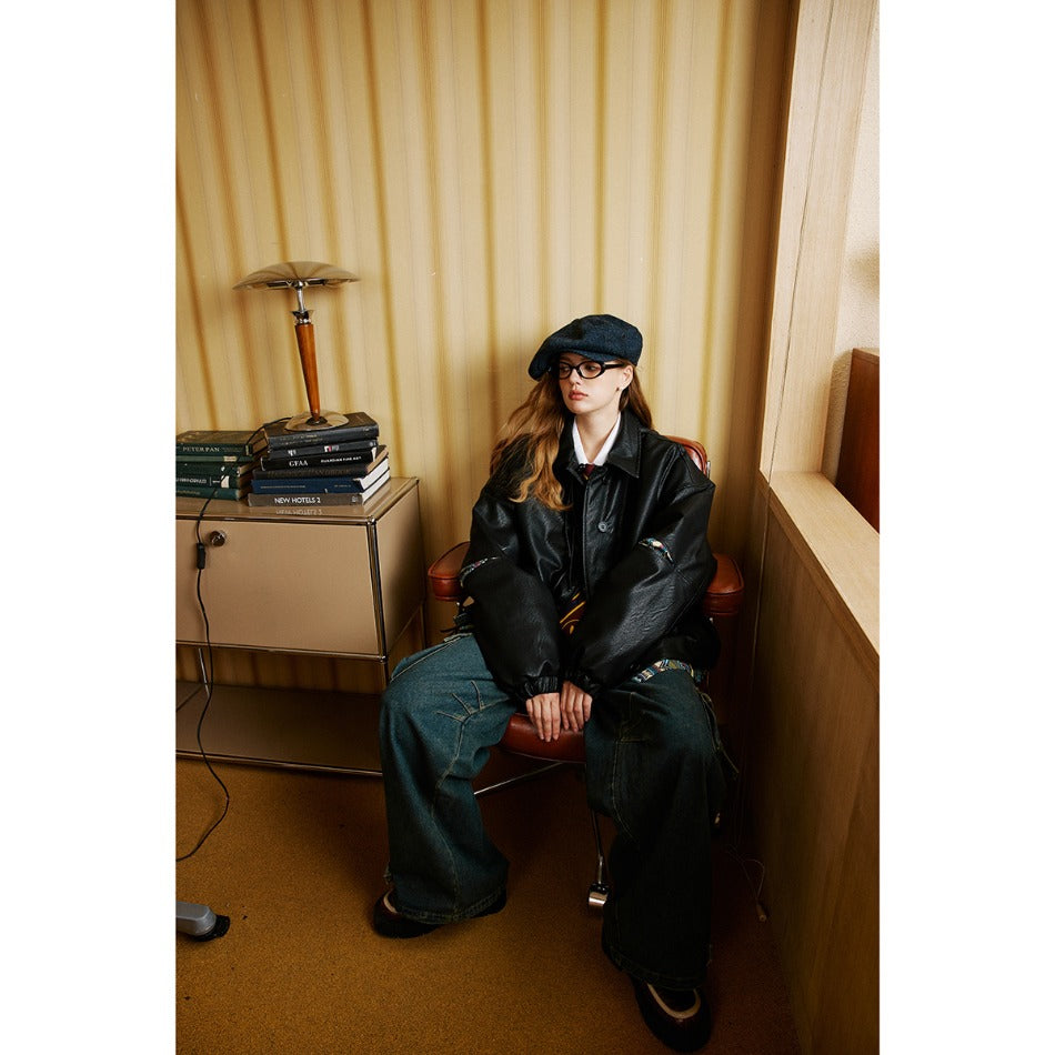 Unisex Coat PU Leather Coat Cotton Jacket