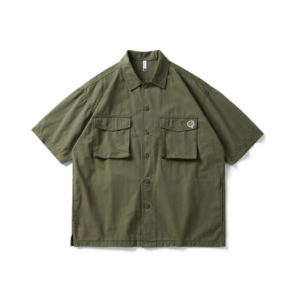 Unisex Shirt Retro Large Pocket Loose Little Bee