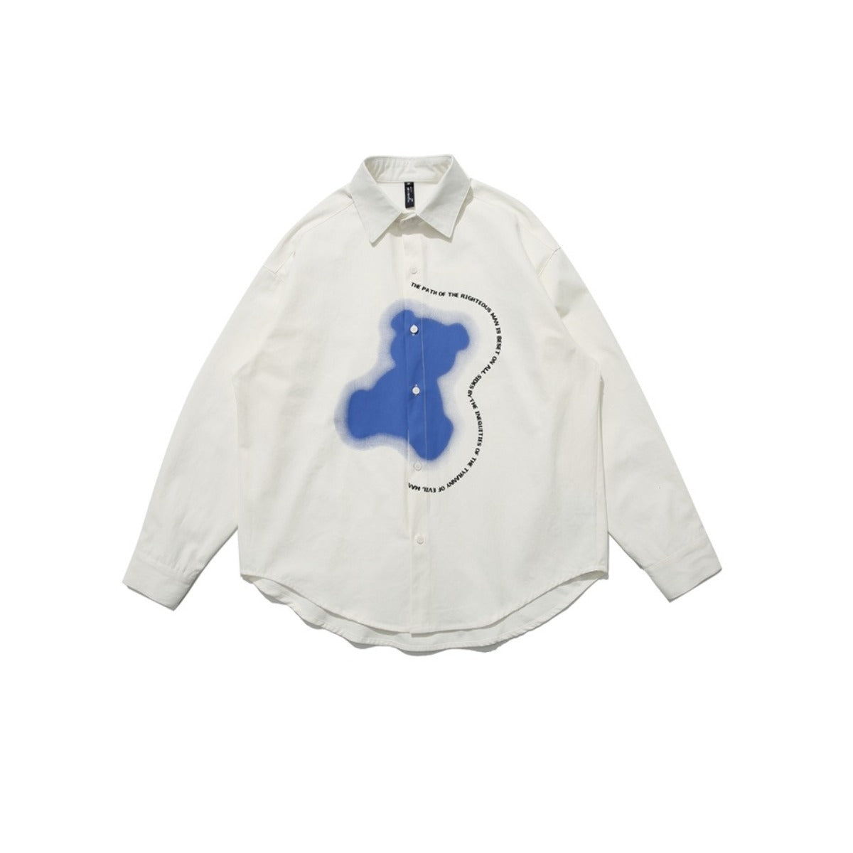 Unisex Shirt Bear Print Loose Casual Jacket