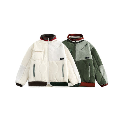 Unisex Coat Retro Patchwork Warm-Keeping Cotton Clothing