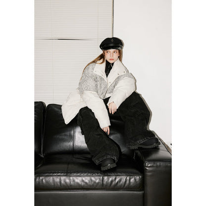 Unisex Coat Stitching Warm Cotton Coat Stand Collar