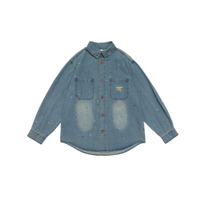Unisex Shirt Vintage Splash Paint Distressed Loose