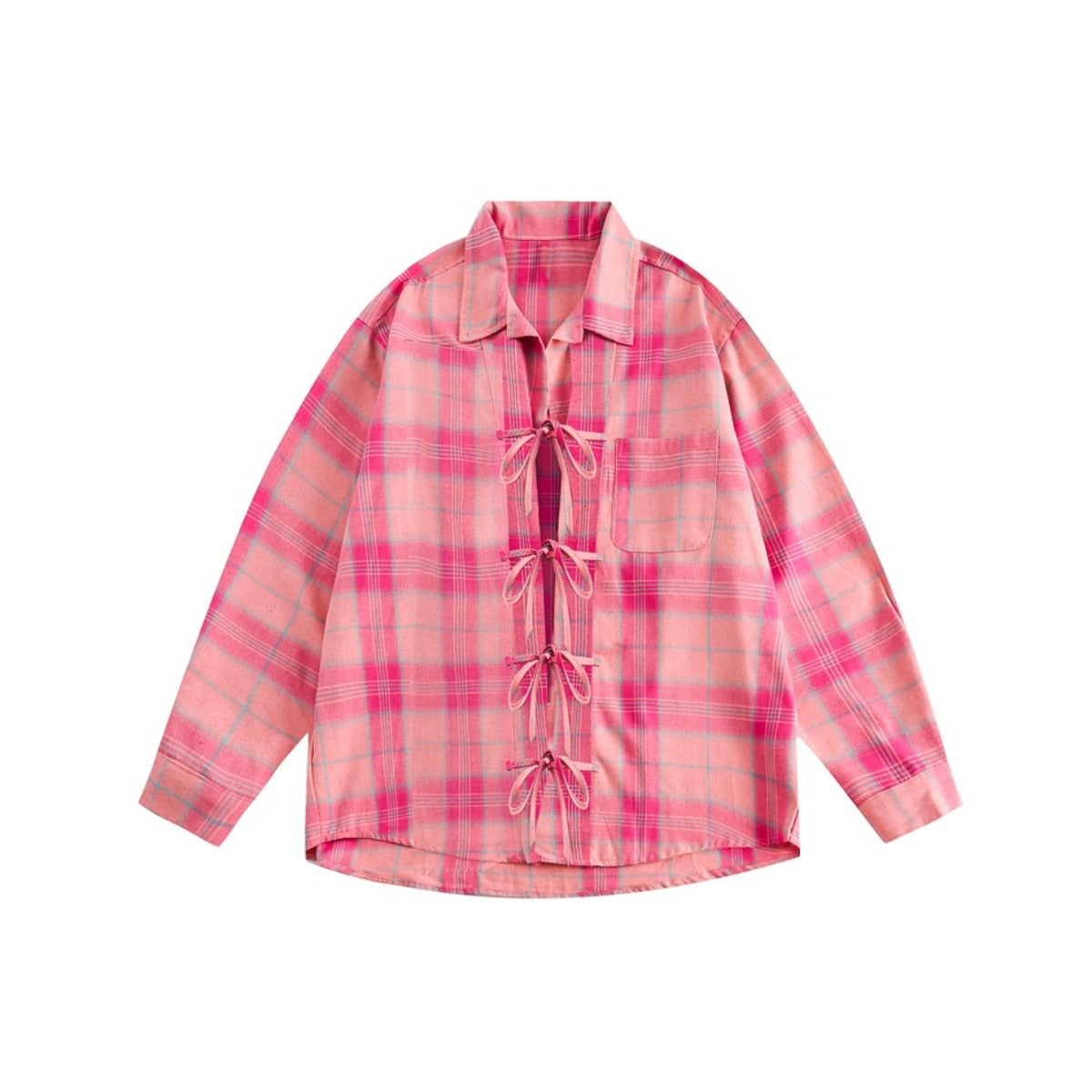 Unisex Shirt Loose Long Sleeve Plaid Shirt