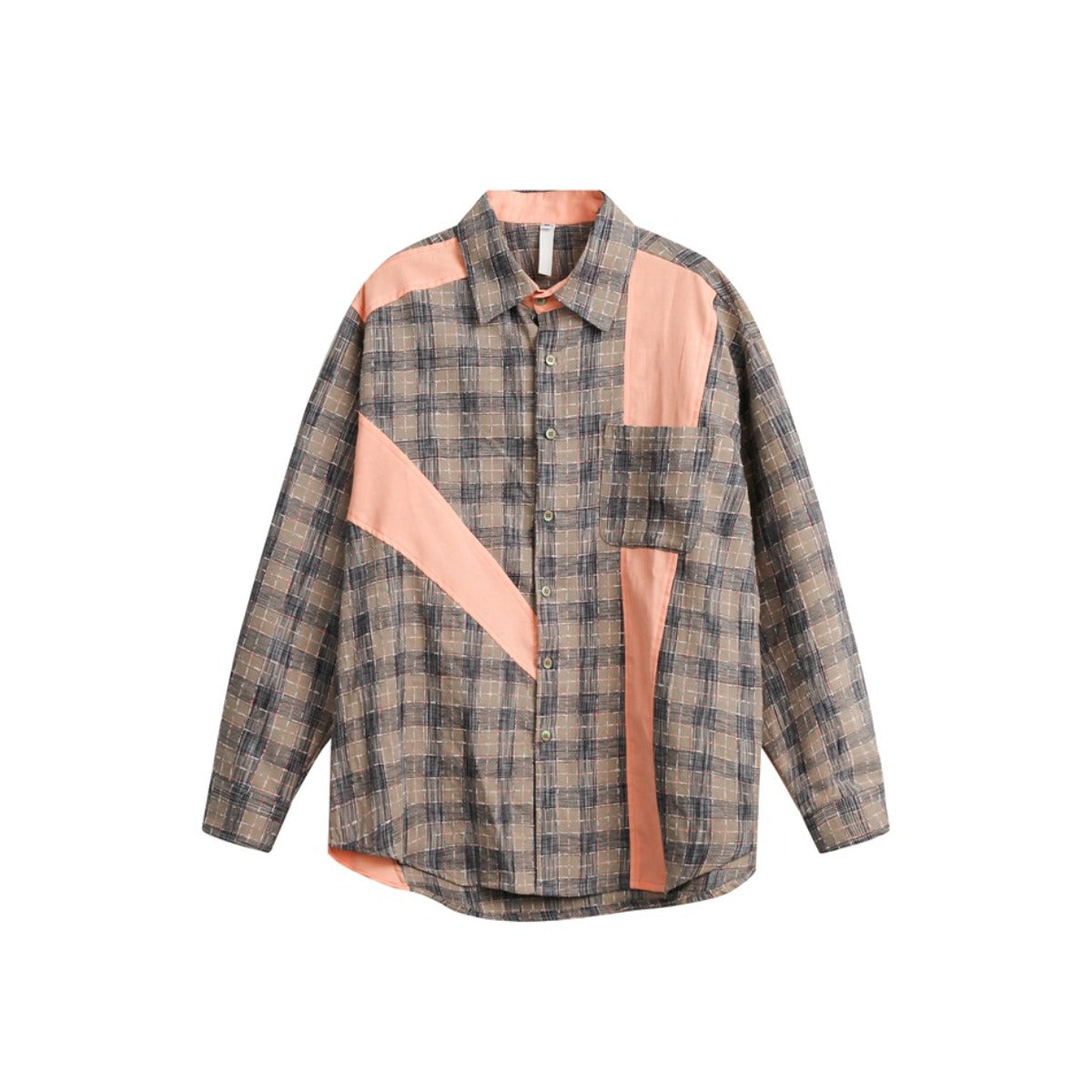 Unisex Shirt Plaid Retro Stitching Cardigan