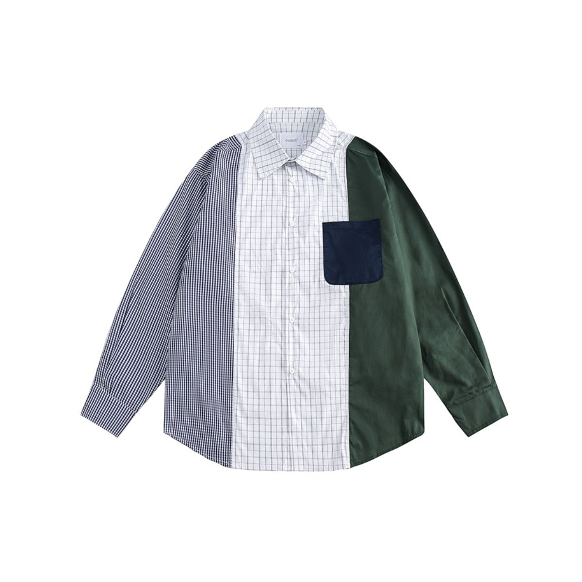 Unisex Shirt Stitching Plaid Loose Casual