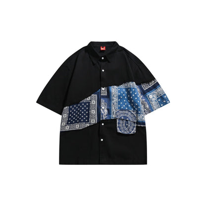 Unisex Shirt Summer Retro Paisley Stitching Loose