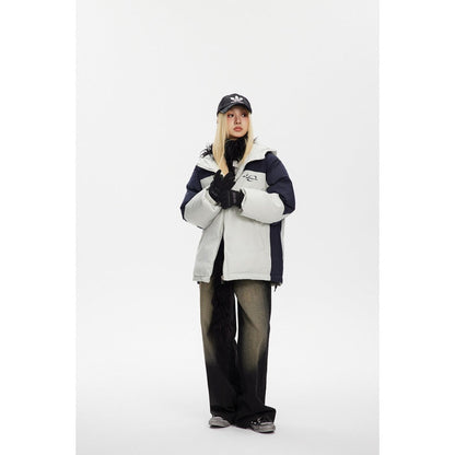 Unisex Coat Hooded Cotton-Padded Coat Loose and Warm Coat