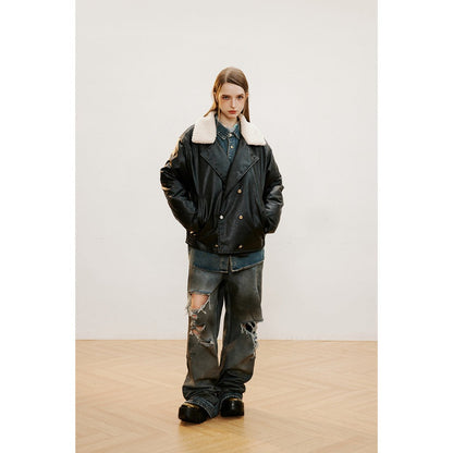 Unisex Coat Vintage PU Leather Coat