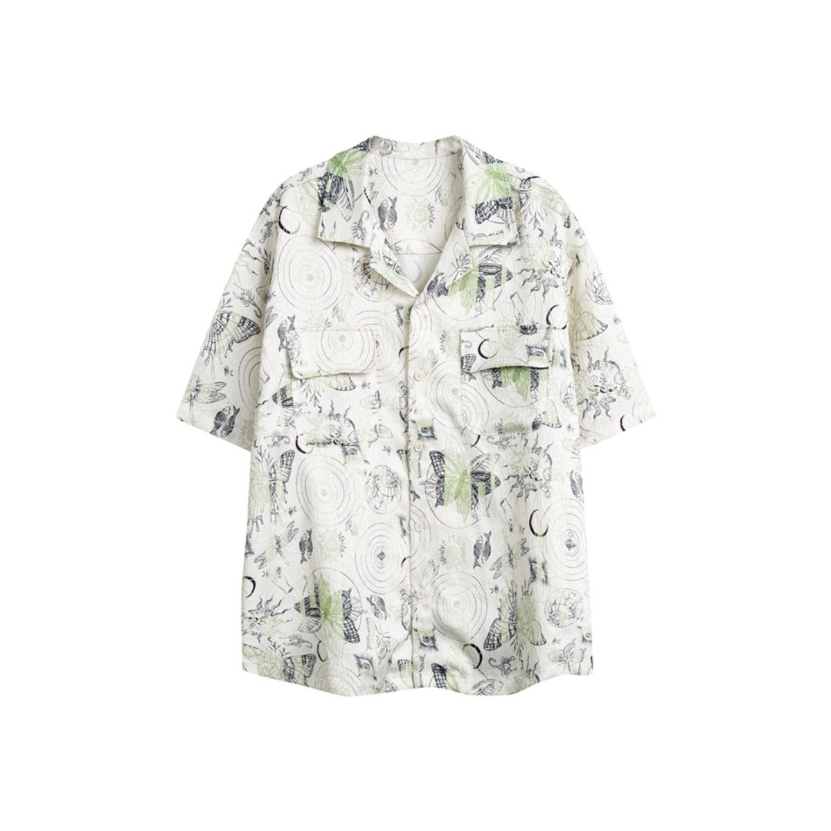Unisex Shirt Butterfly Embroidered Shirt Width Loose Summer