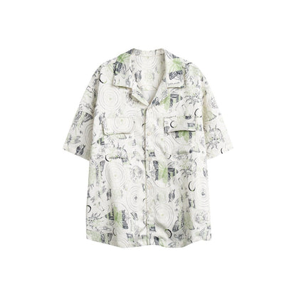 Unisex Shirt Butterfly Embroidered Shirt Width Loose Summer