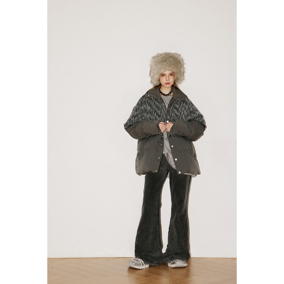 Unisex Coat Stitching Warm Cotton Coat Stand Collar