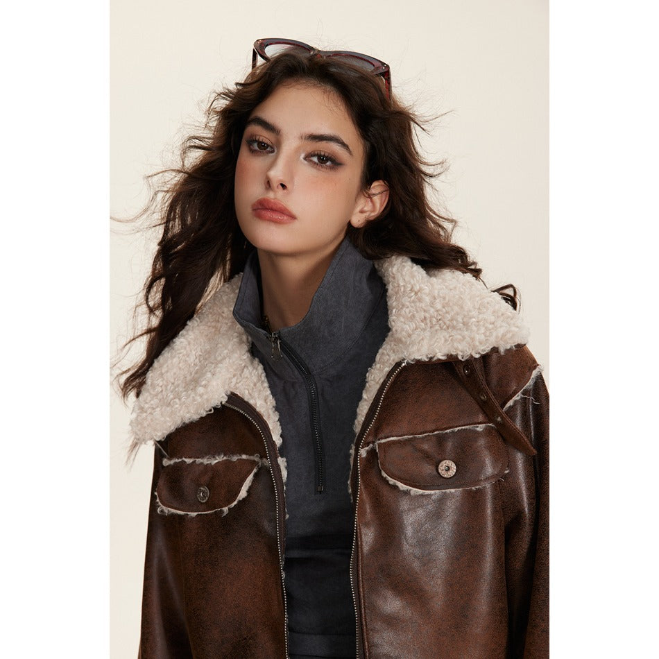 Unisex Coat Leather Jacket Cotton Winter Loose Thick