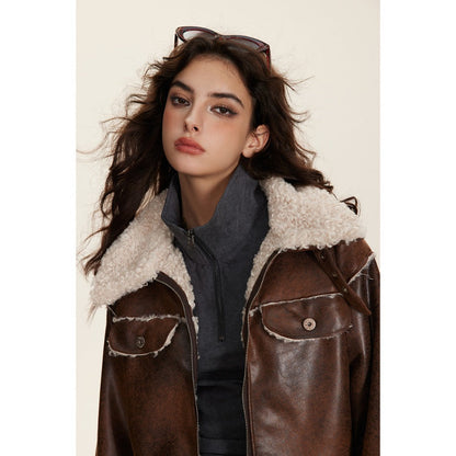 Unisex Coat Leather Jacket Cotton Winter Loose Thick