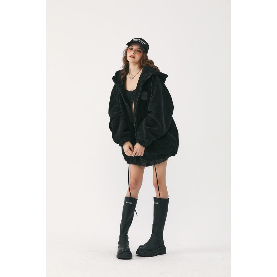 Unisex Coat Lamb Wool Cotton-Padded Jacket Plush Winter
