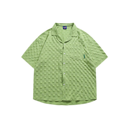 Unisex Shirt Summer Loose Lapels Plaid Coat