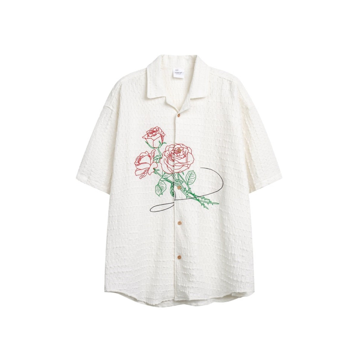 Unisex Shirt Hawaiian Shirt Embroidered Rose Pattern