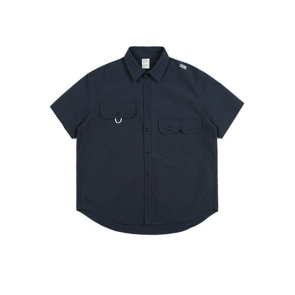 Unisex Shirt Retro Multi-Pocket Loose Casual